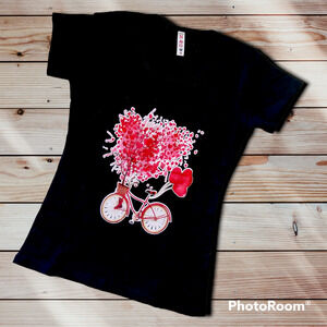 T-shirt Crewneck Love Heart Floral Princess-cut fitted Extra Slim, Size PL